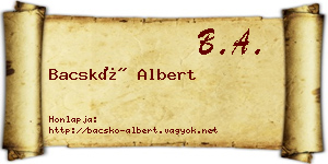 Bacskó Albert névjegykártya