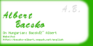 albert bacsko business card